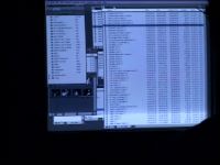 A monitor with a list of files from the behind-the-scenes footage